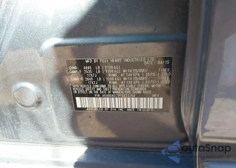 2015 Subaru Outback 2.5I Premium from USA, damaged, VIN 4S4BSAEC5F3323250